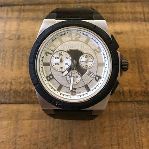 Cerruti 1881 men black leather watch